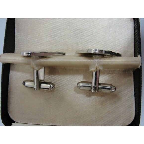 Cufflinks Styled by Fifth Avenue Silver Tone Triangle Wedding Tux Vintage - Picture 7 of 11